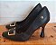 SCARPIN SALTO TAÇA 519003 PRETO / FIVELA DOURADO - Imagem 1