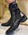 BOTA COTURNO COURO 24374 PRETO / TELA PRETOCOM CADARÇO  E ZIPER / PRATICIDADE E ESTILO - Imagem 1