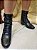 BOTA COTURNO COURO 24374 PRETO / TELA PRETOCOM CADARÇO  E ZIPER / PRATICIDADE E ESTILO - Imagem 3