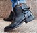 BOTA COURO 12800 PRETO / TRASEIRA COM DETALHE EM AMARRAÇÃO - Imagem 1