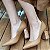 SCARPIN 27201 BEGE CAPUCCINO  / SALTO ALTO FORRADO MADEIRA / DETALHE DOURADO - Imagem 4