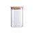 Pote De Vidro Quadrado Flat Com Tampa De Bambu Hermética 1100ml Oikos - Imagem 1