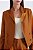 Blazer Cropped Feminino Fórum Marrom Dornê – Viscose e Linho Casual Chic - Imagem 1