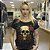 Blusa Feminina Caveira Rosas Com Pedraria - Imagem 1