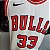 Regata Basquete NBA Chicago Bulls Pippen 33 Branca Edição Jogador Silk - Imagem 4