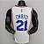 Regata Basquete NBA Philadelphia 76ers 75º aniversário Embiid 21 Edição Jogador Silk - Imagem 2