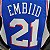 Regata Basquete NBA Philadelphia 76ers 75º aniversário Azul Embiid 21 Edição Jogador Silk - Imagem 4