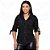 Camisa Jeans Feminina Manga 3/4 com Laço no Braço - EWF - Preto - Imagem 1