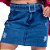Mini Saia Jeans Infantil / Juvenil Destroyed com Cinto Forrado - Azul Médio - Imagem 1
