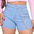 Short Jeans Feminino com Franja de Strass - EWF - Azul Claro - Imagem 1