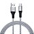 Cabo USB-C p/ USB-A 1,5m Nylon Trançado Cinza Carga Rápida - Imagem 2