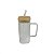 Caneca Quadrada Borossilicato Tampa Bambu Canudo Vidro 380ml - Imagem 3