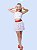 Conjunto shorts saia  e blusa tule floral vermelho - Imagem 1