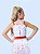 Conjunto shorts saia  e blusa tule floral vermelho - Imagem 2