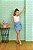 Conjunto shorts saia azul claro  e blusa - Imagem 1