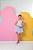 Conjunto infantil menina shorts saia blusa listra azul - Imagem 4