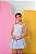 Conjunto infantil menina shorts saia blusa listra azul - Imagem 2