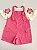 Jardineira + blusa bordada com brilho rosa - Imagem 5