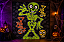 Painel Decorativo Esqueleto Neon Halloween 70X50cm - 4 Peças Destacáveis em Papel Cartonagem - Imagem 1