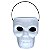 Balde Caveira Branco Para Doces Festa Halloween - 19x14cm - Imagem 1