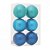 Bolas de Natal Glitter Sortido Azul Caribe / Azul Clássico / Azul Médio 8cm - 6 Un - Imagem 1