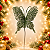 Pick Borboleta Verde com Glitter Decorativo Natalino 20cm - Imagem 1