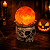 Enfeite Caveira Halloween com Globo Luminoso Laranja 20cm - Imagem 1