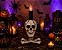 Castiçal Caveira com Luz Led Decoração Halloween - 26x16cm - Imagem 1