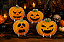 Totem De Mesa Abóboras Halloween 25cm - Brilha na Luz Negra - 4 Unidades - Imagem 1