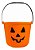 Balde De Abóbora De Halloween Doces Ou Travessuras Com Alça - Cor Laranja - 19cm x 15cm - Imagem 1