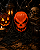Máscara Caveira Abóbora C/ Capuz Halloween Metalizada - Laranja - Imagem 1