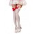 Adereço Meia Calça Branca com Laço Vermelho Fantasia e Cosplay - 70cm - Imagem 1