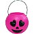 Balde Abóbora Rosa com Olhos Coração para Doces e Decoração de Halloween - 19cm X 14cm - Imagem 1
