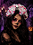 Tiara Halloween Rosa Branca com Caveira - Imagem 1