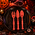 Kit Talheres com Colher, Faca e Garfo – Halloween Horripilante - Cor Vermelho - Imagem 1