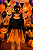 Conjunto Halloween Infantil – Saia e Máscara de Morcego nas Cores Laranja e Preto - Imagem 1