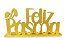 Enfeite EVA “Feliz Páscoa” com Glitter Dourado 26,5x13cm – Decorativo e Brilhante - Imagem 1