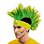 Peruca Moicano Brasil Verde e Amarelo com Faixa – Acessório para Torcida - Imagem 1