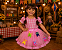 Saia de Tule 30cm Mini Bandeirola Rosa – Festa Junina / Arraiá / Quadrilha - Imagem 1
