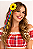 Xuxinha Com Girassol E Fitas Festa Junina - Elástico Decorado Colorido - Imagem 1