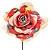 Flor de Tecido Chita e Xadrez Laranja 28cm - Imagem 1