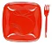 Kit Sobremesa Prato e Garfo Vermelho - 10 Unidades - Imagem 1