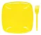 Kit Sobremesa Prato e Garfo Amarelo - 10 Unidades - Imagem 1