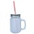 Caneca Mason Jar De Vidro Jateado 350ml - Imagem 1