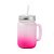 Caneca Mason Jar De Vidro Jateado Degrade Rosa 350ml - Imagem 1