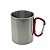 Caneca Prata Aço Inox Alça vermelha Mosquetão 450ml - Imagem 1