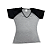 Baby Look Raglan Cinza com Manga Preta - Imagem 1