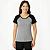 Baby Look Raglan Cinza com Manga Preta - Imagem 1