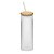 Copo Slim de Vidro Jateado Com Tampa Bambu e Canudo - 525ml - Imagem 1