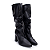 Bota Feminina Slouchy Cano Médio Salto Bloco 8 Cm Bico Fino Preto New York - Imagem 1